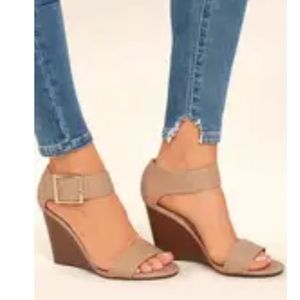 Lulu’s Nude Wedge Ankle-Strap Heel